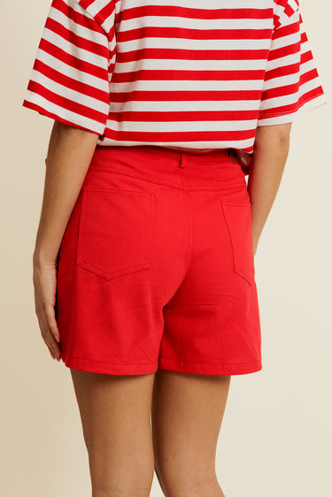 CALIOR - Short Rouge en Coton avec Cordon