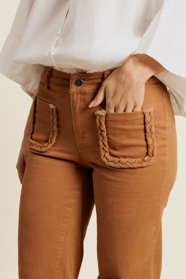 FLÉONOR - Pantalon Camel Coupe Droite