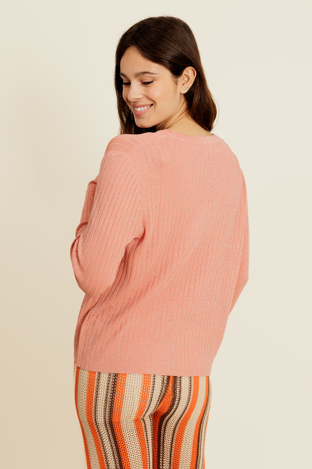 AIVINE - Gilet Orange avec Lurex