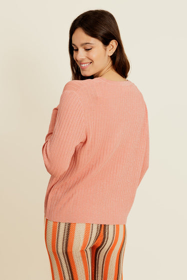 AIVINE - Gilet Orange avec Lurex