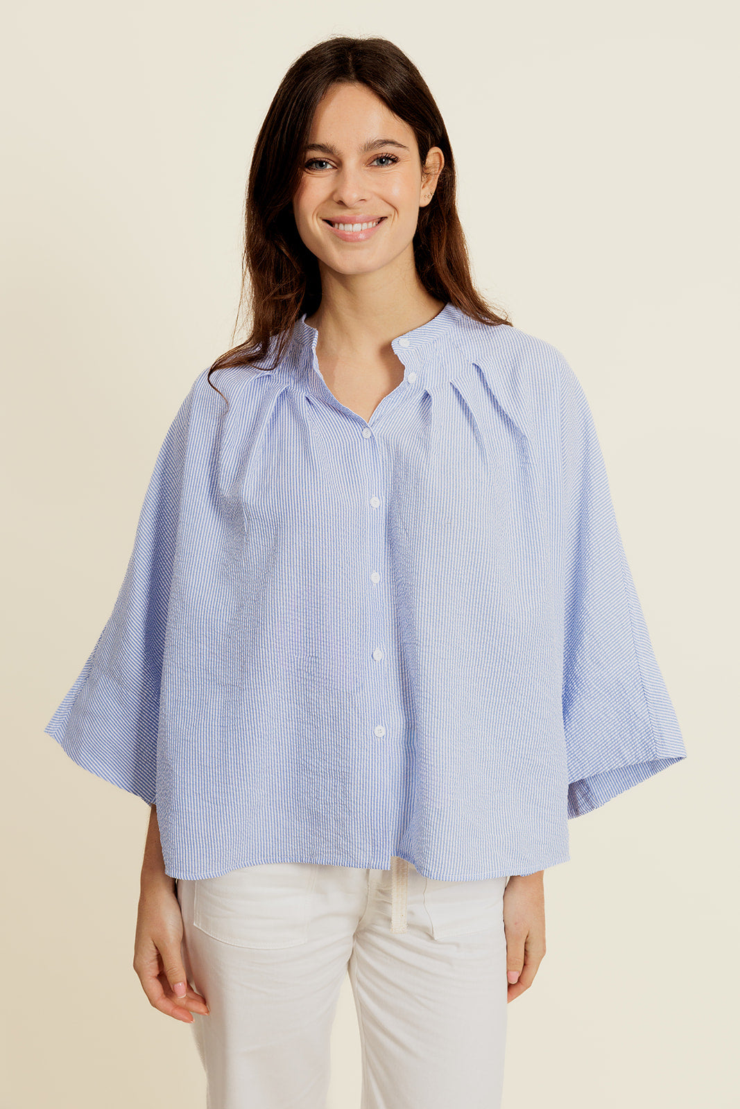 MÉLISYS - Chemise Bleue Oversize avec Pince