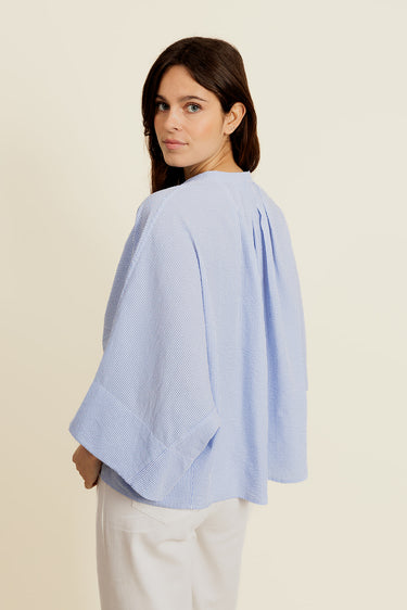 MÉLISYS - Chemise Bleue Oversize avec Pince