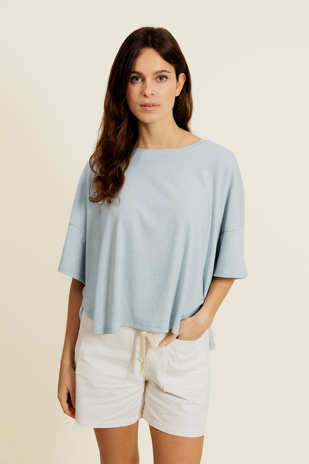 CALIOR - Short Blanc en Coton avec Cordon