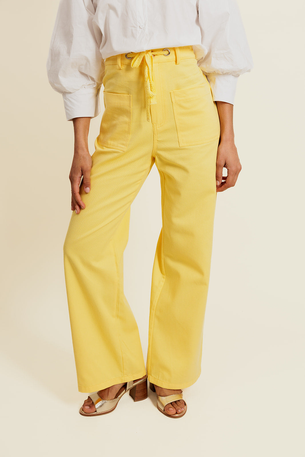 LÉORINE - Pantalon Jaune en coton avec Cordon