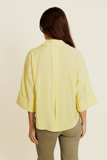 ÉLIA - Chemise Unie Jaune Femme Col V