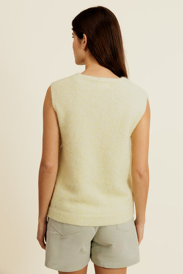 CHUCK - Pull Jaune sans Manches en Maille Femme