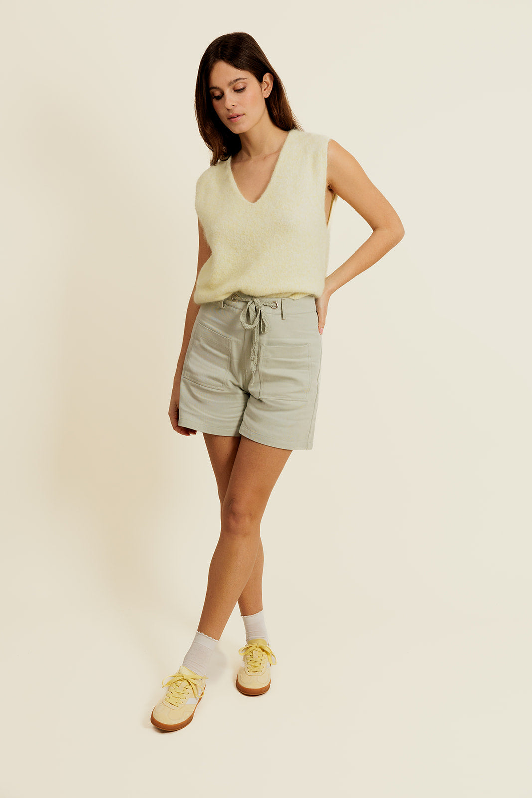 CHUCK - Pull Jaune sans Manches en Maille Femme