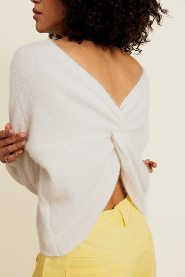 NATE - Pull Écru en Maille Torsadée Femme