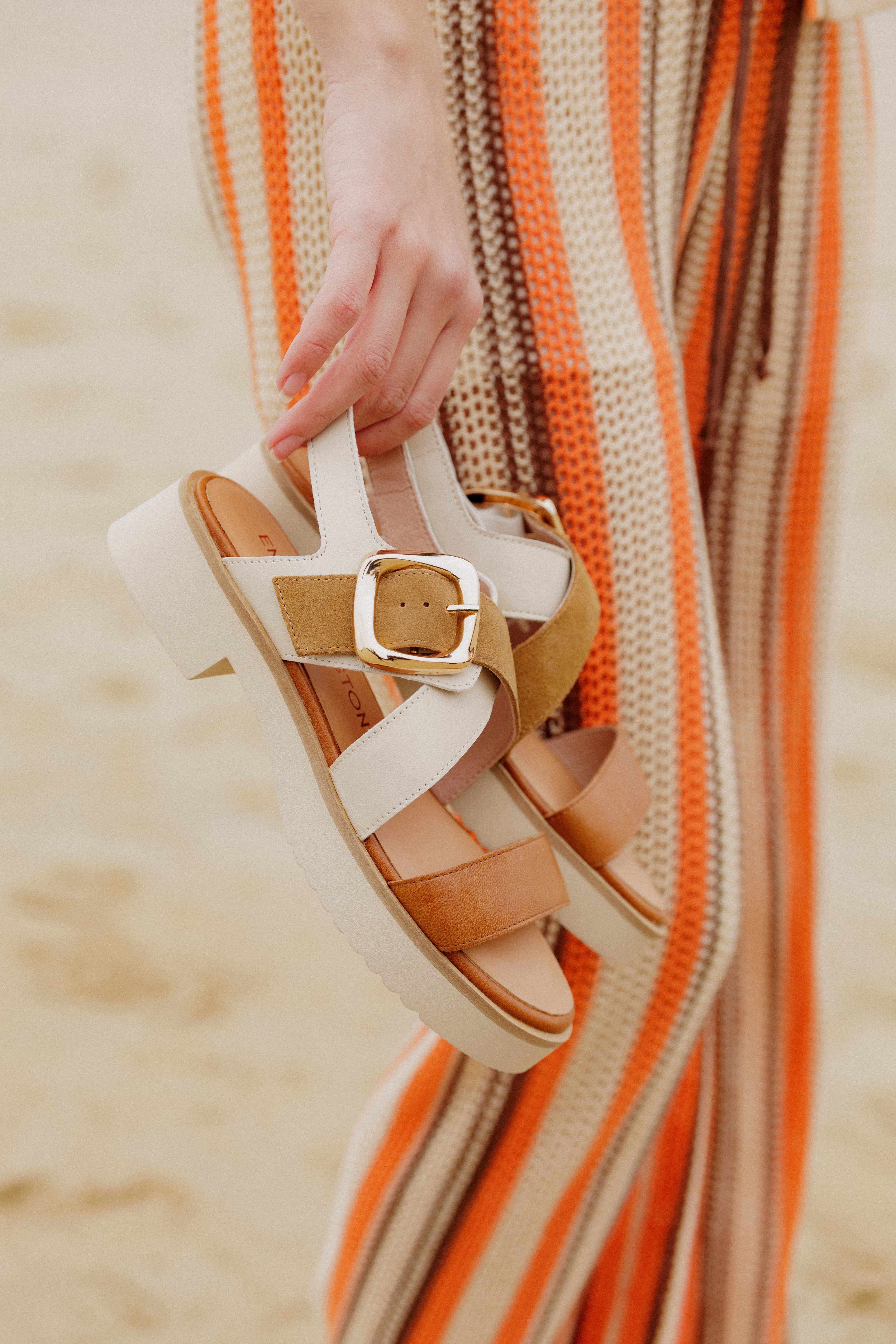 DANAE - Sandales à Plateforme en Cuir Camel