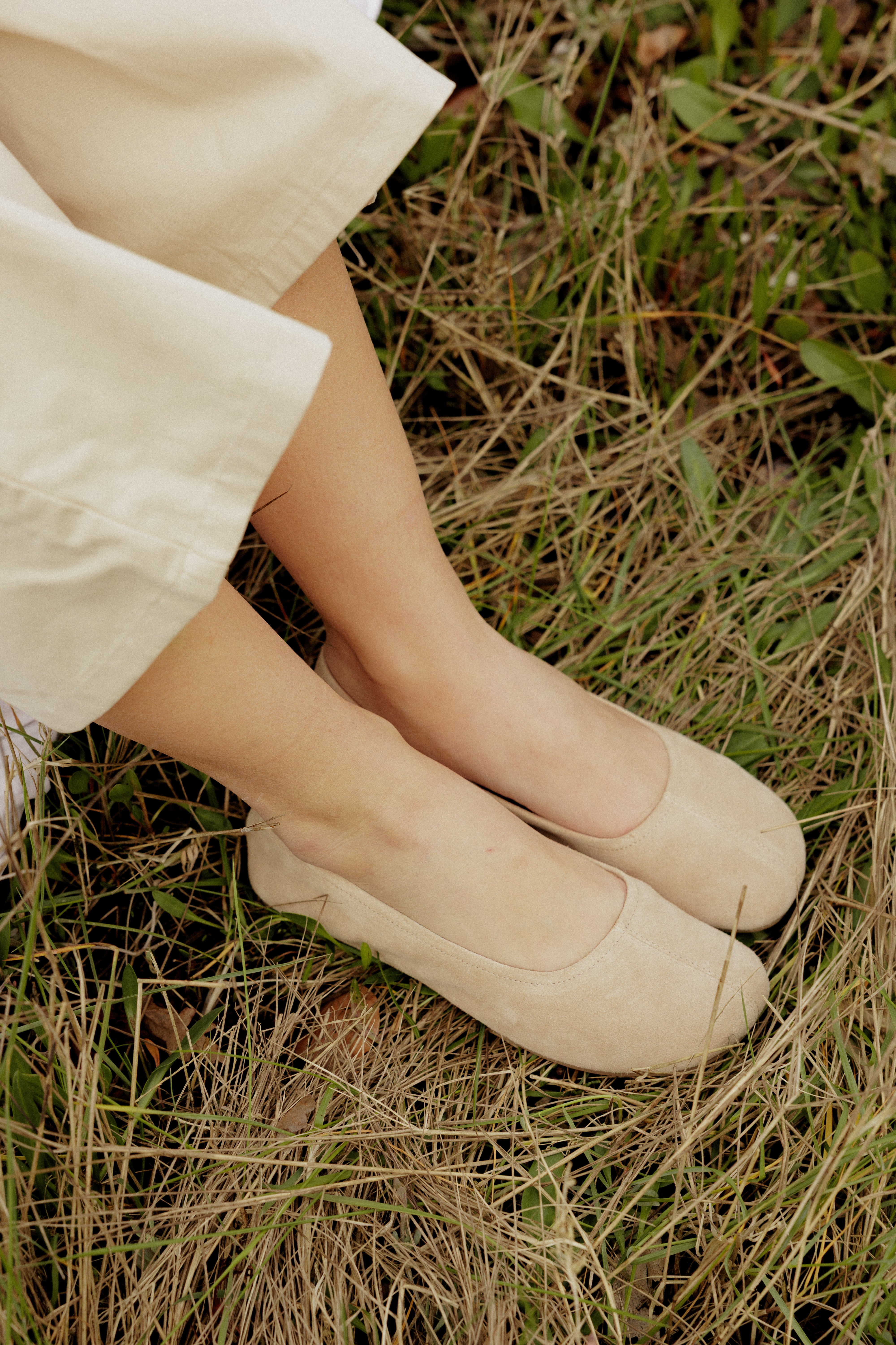 LENA - Ballerine en Cuir Suédé Beige
