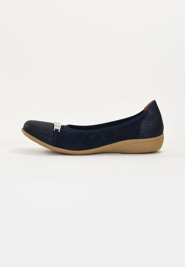 CLAMS - Ballerine en Cuir Marine