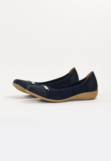 CLAMS - Ballerine en Cuir Marine
