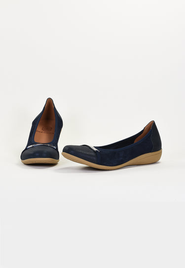 CLAMS - Ballerine en Cuir Marine