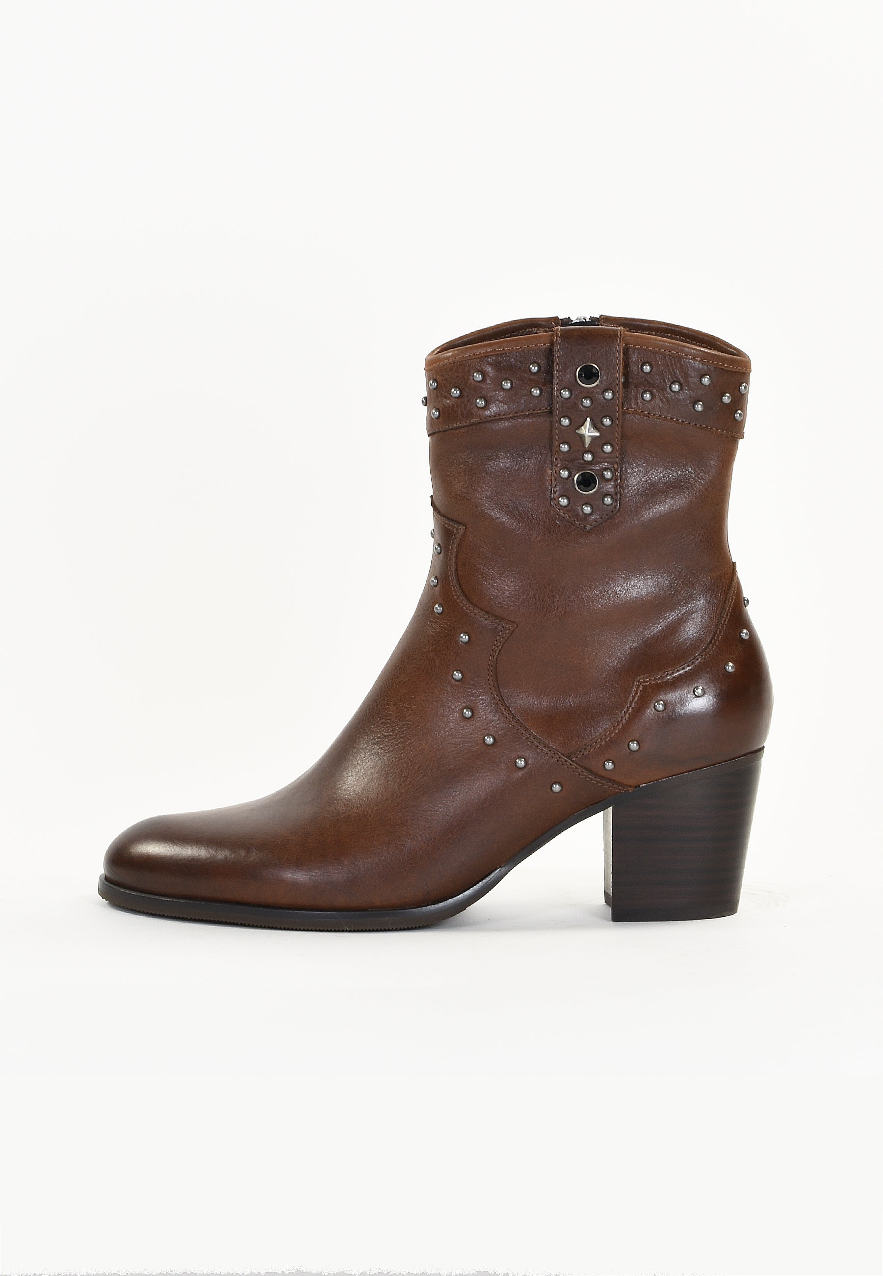 BOTTINES ARMOISE - MARRON LISSE