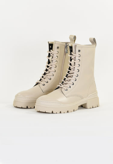 BOTTINES MAUVE - CREME