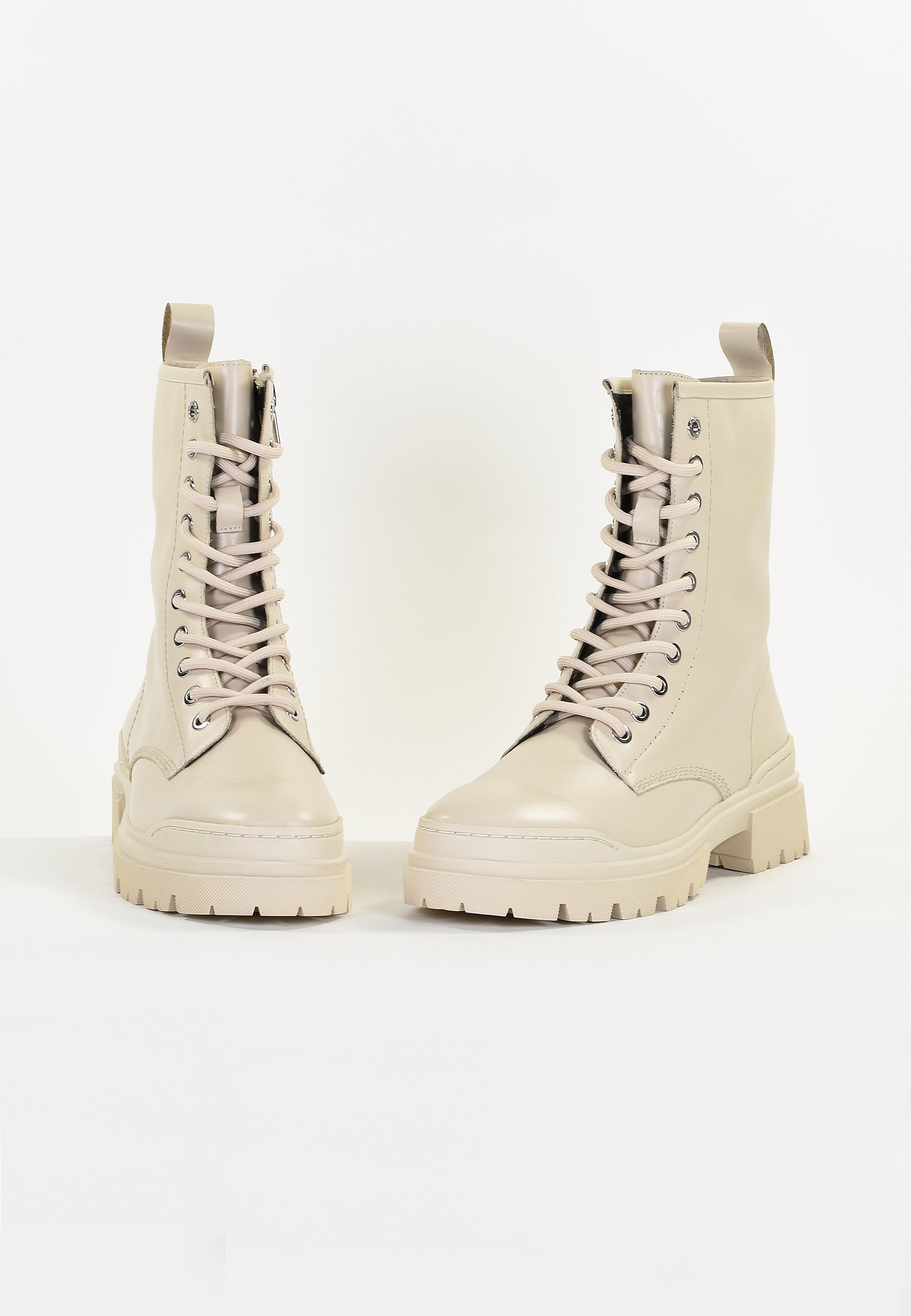 BOTTINES MAUVE - CREME