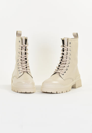 BOTTINES MAUVE - CREME