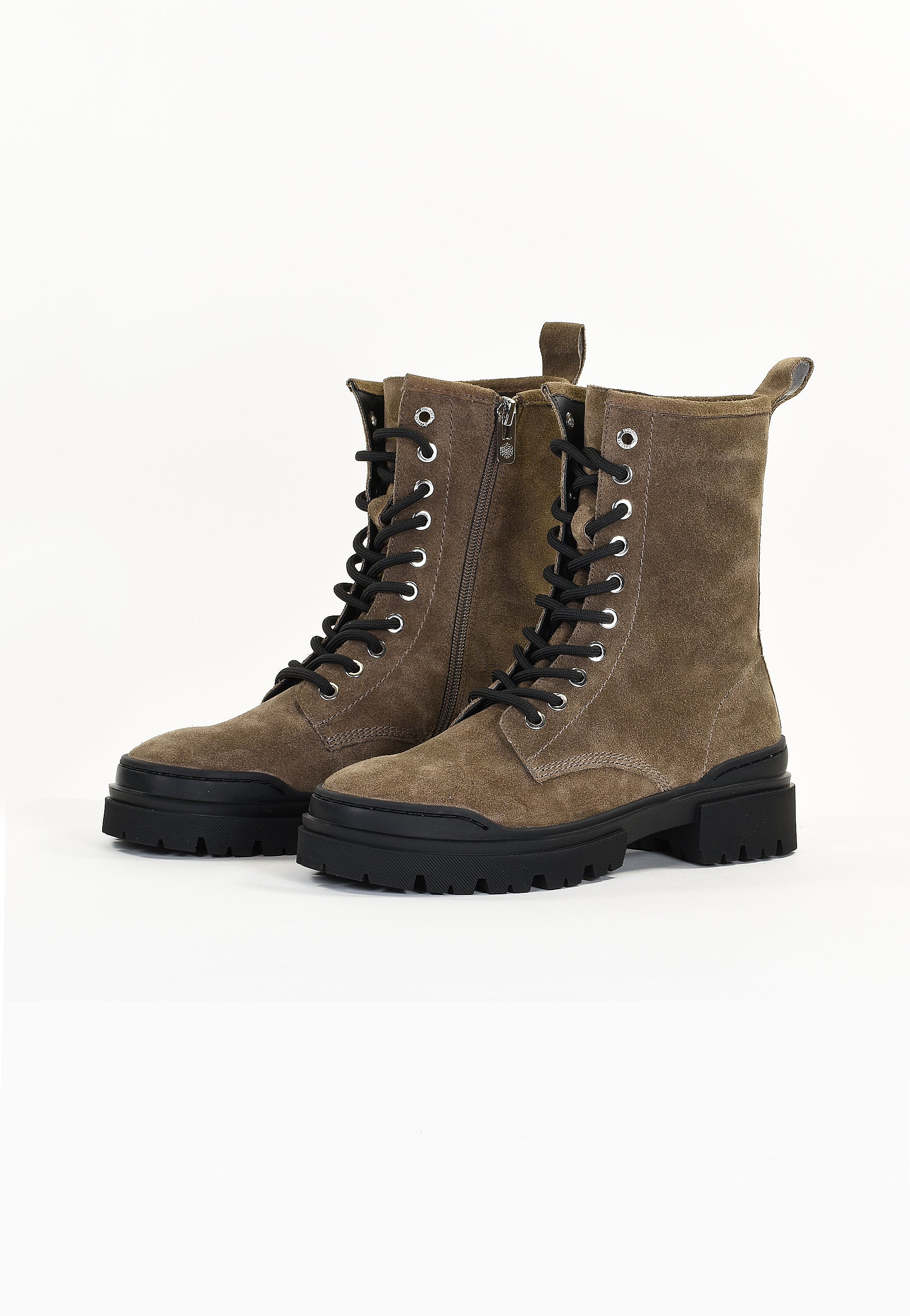 PURPLE - TAUPE ANKLE BOOTS
