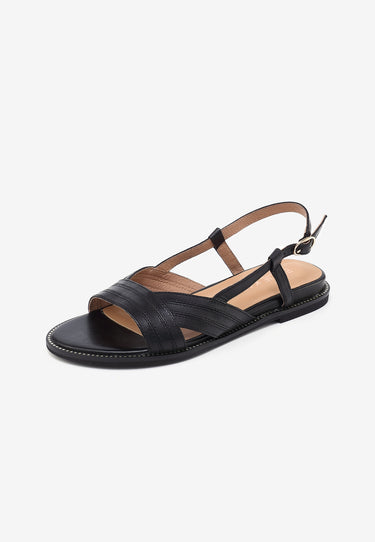 SANDALES PLATES ANISSA  - NOIR