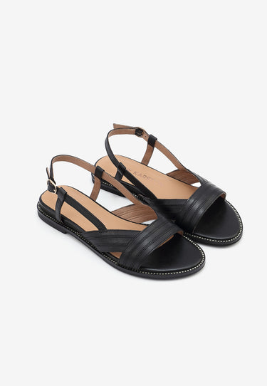 SANDALES PLATES ANISSA  - NOIR