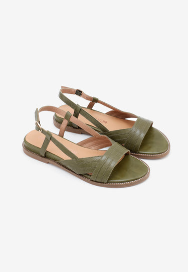 SANDALES PLATES ANISSA  - VERT