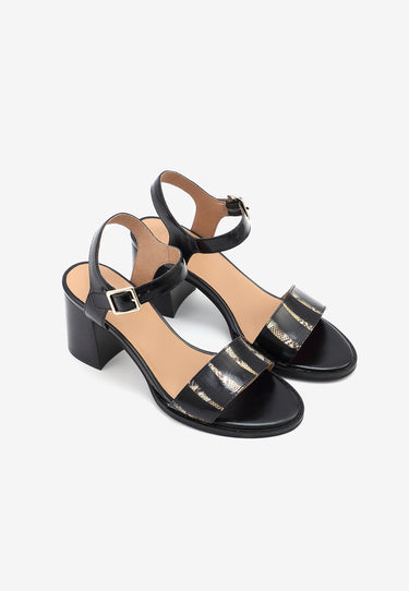 CLEAR HEEL SANDALS - BLACK 