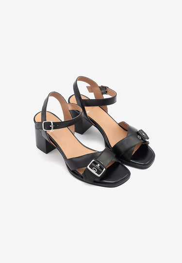 CLARA HEELED SANDALS - BLACK 