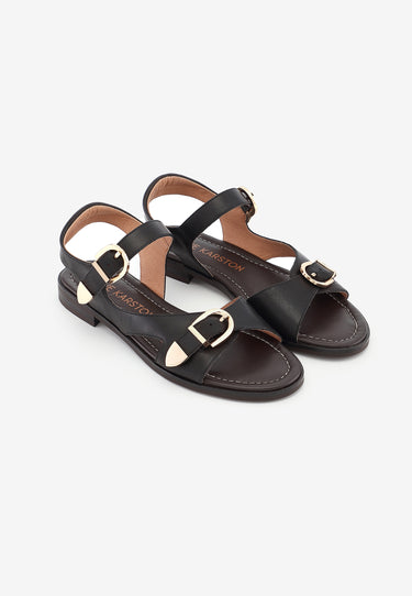 FIONA - Sandales en cuir noir