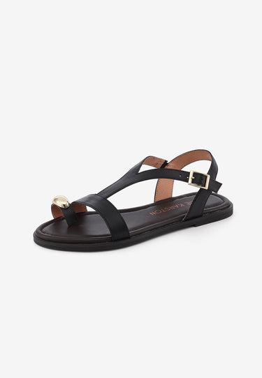 LYNDA FLAT SANDALS - BLACK 