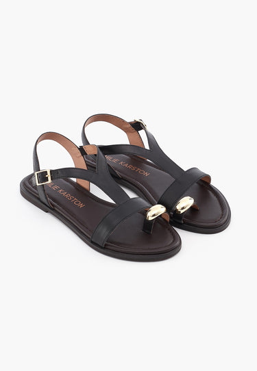 LYNDA FLAT SANDALS - BLACK 