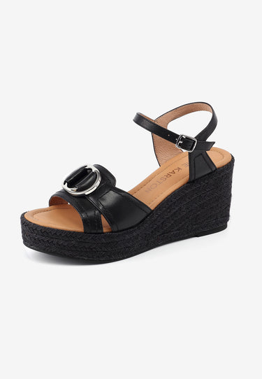 SANDALES COMPENSÉES MARIA  - NOIR