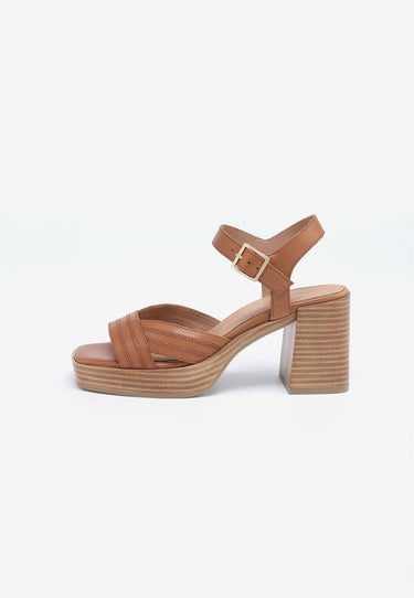 MELINA HEELED SANDALS - CAMEL 