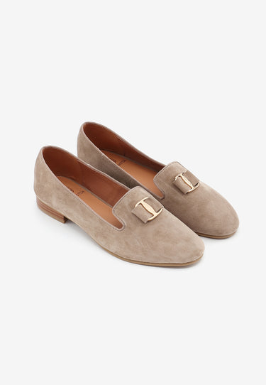 YUNI - Mocassins en cuir Taupe à boucle