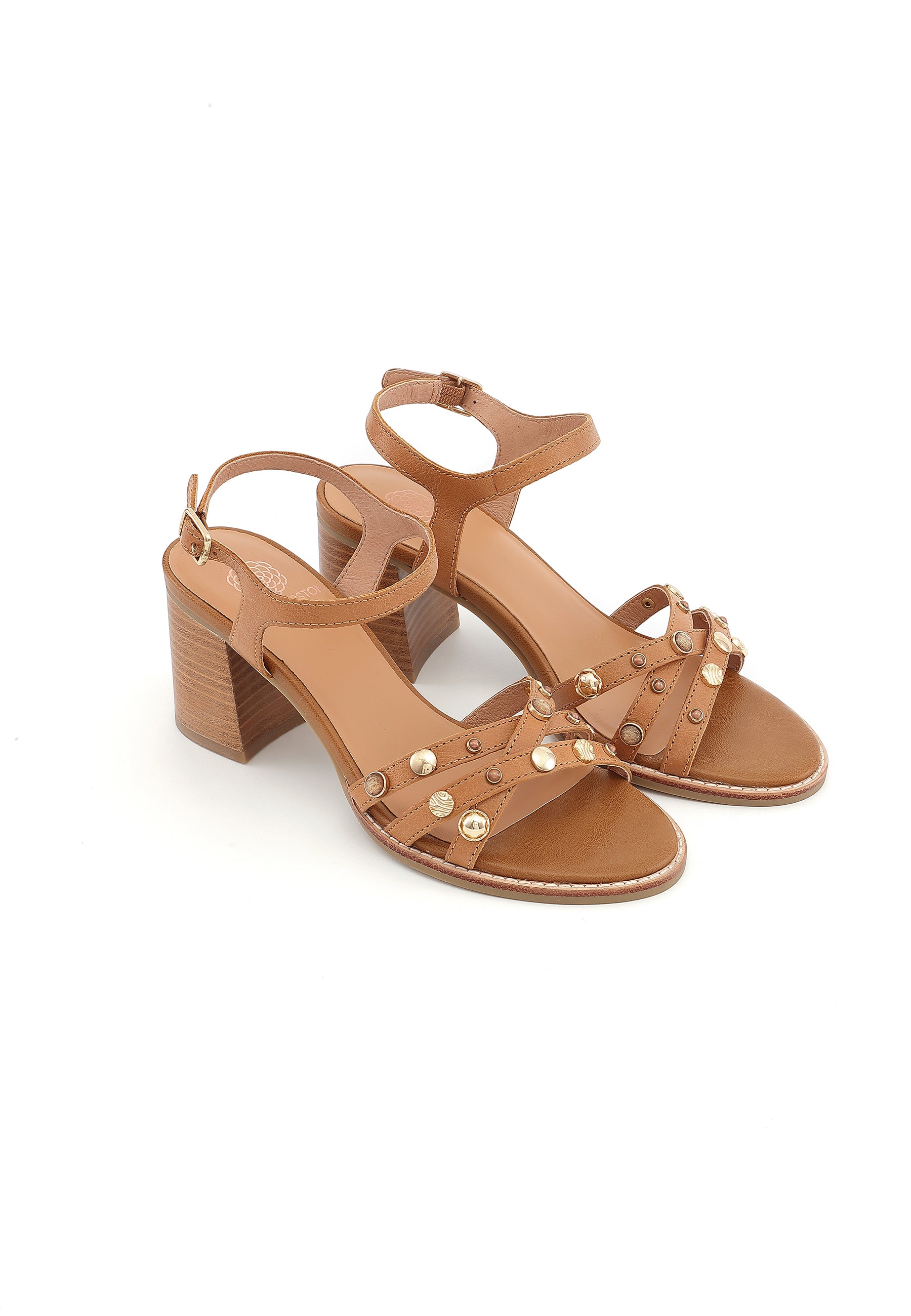 AICHA - Sandales cuir à brides croisées Camel