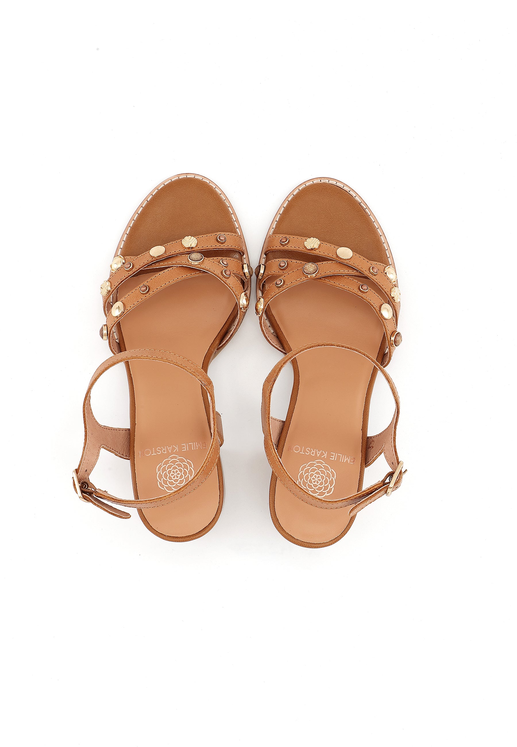 AICHA - Sandales cuir à brides croisées Camel