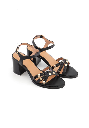 AICHA - Sandales cuir à brides croisées Noir