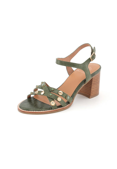 AICHA - Sandales cuir à brides croisées Vert