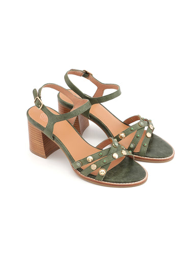 AICHA - Sandales cuir à brides croisées Vert