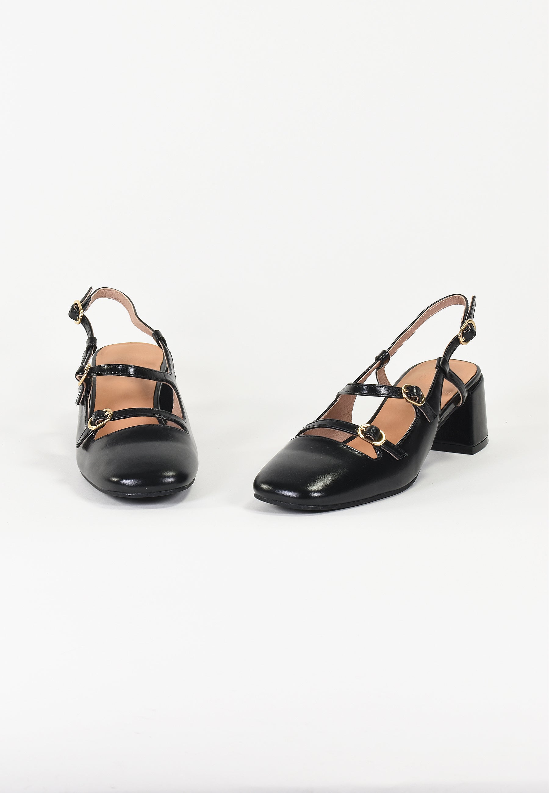 ANGELINE - Escarpins Babies à Brides en Cuir Noir