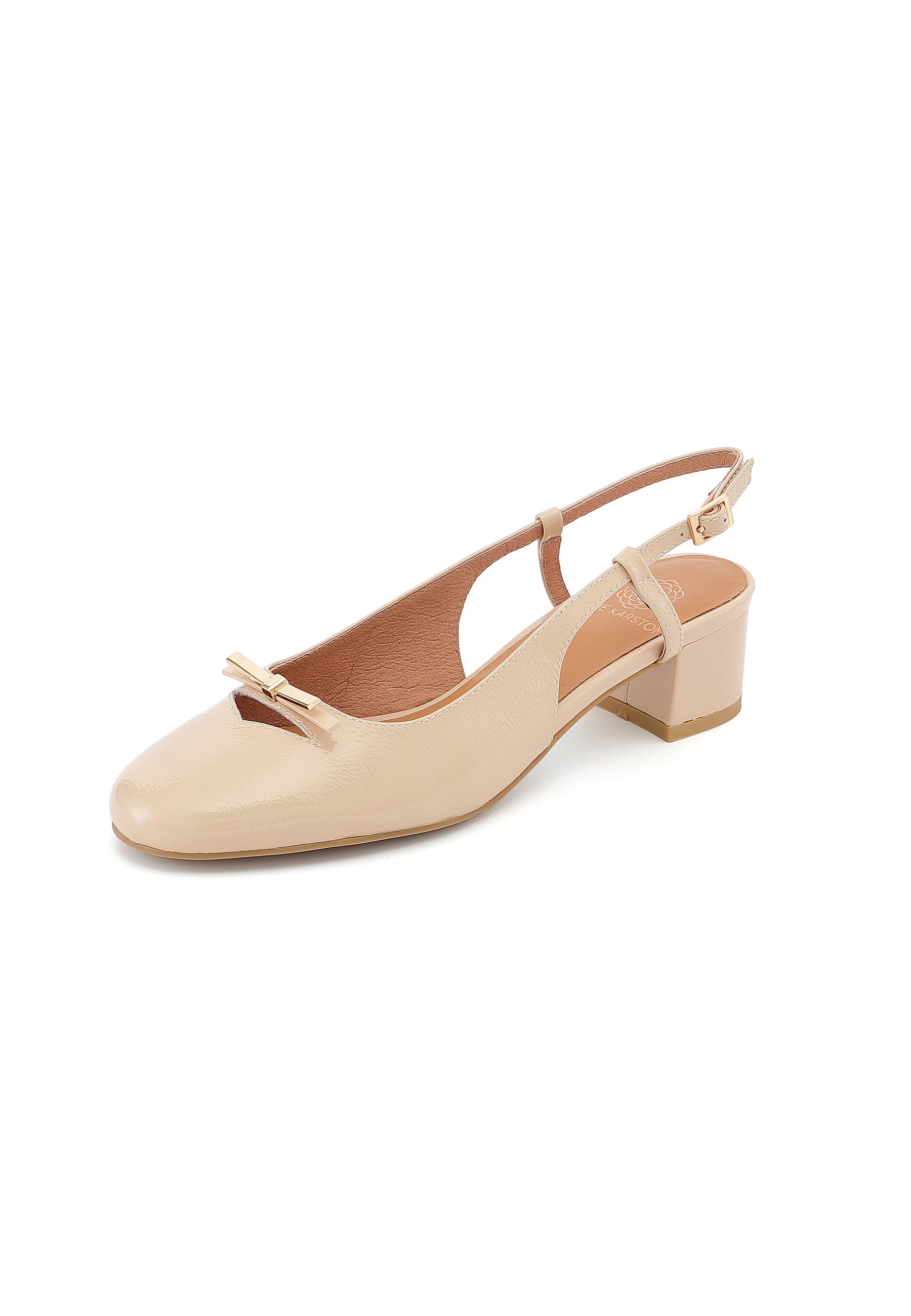 ANTHEA - Escarpins en Cuir Verni Beige