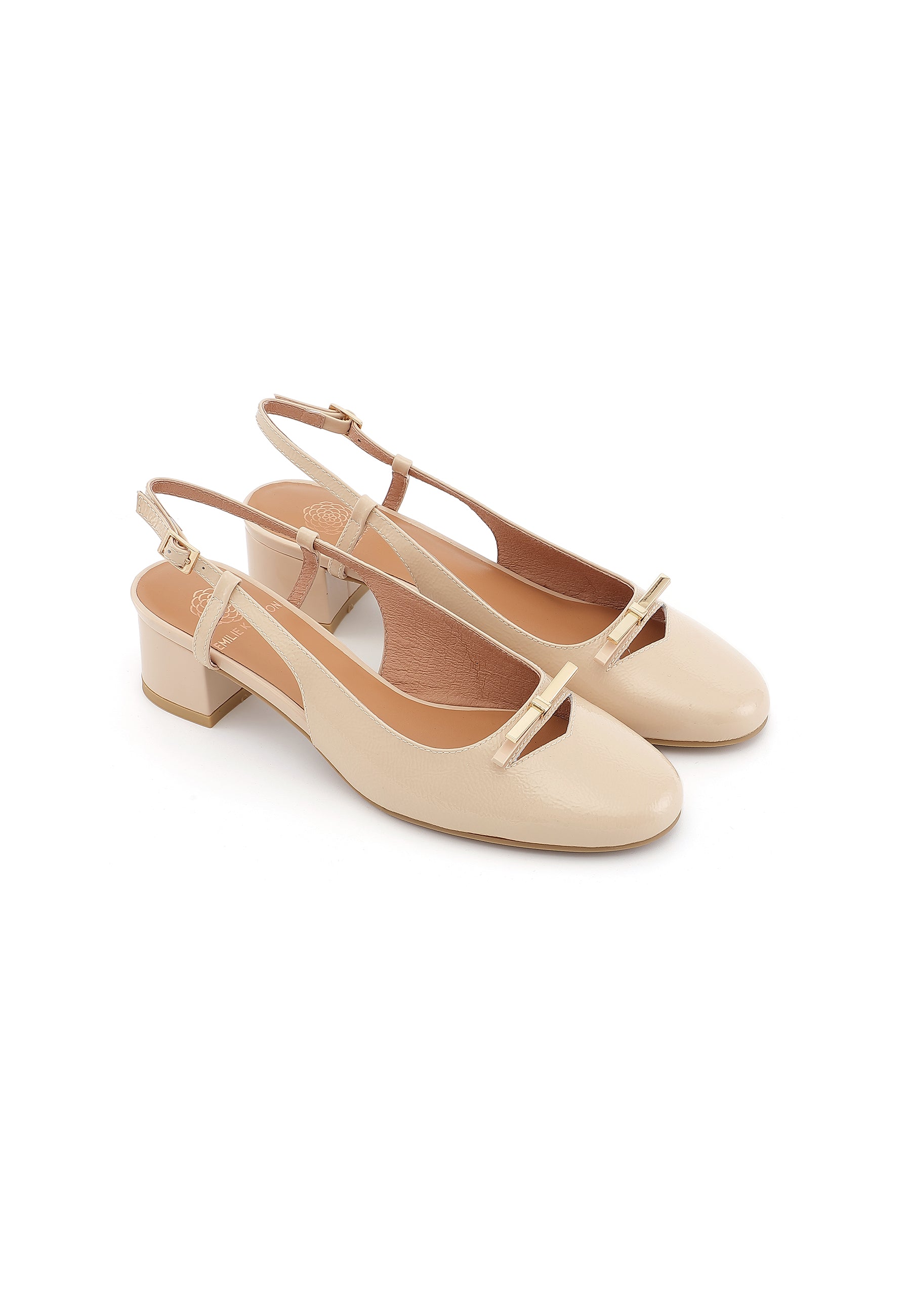 ANTHEA - Escarpins en Cuir Verni Beige