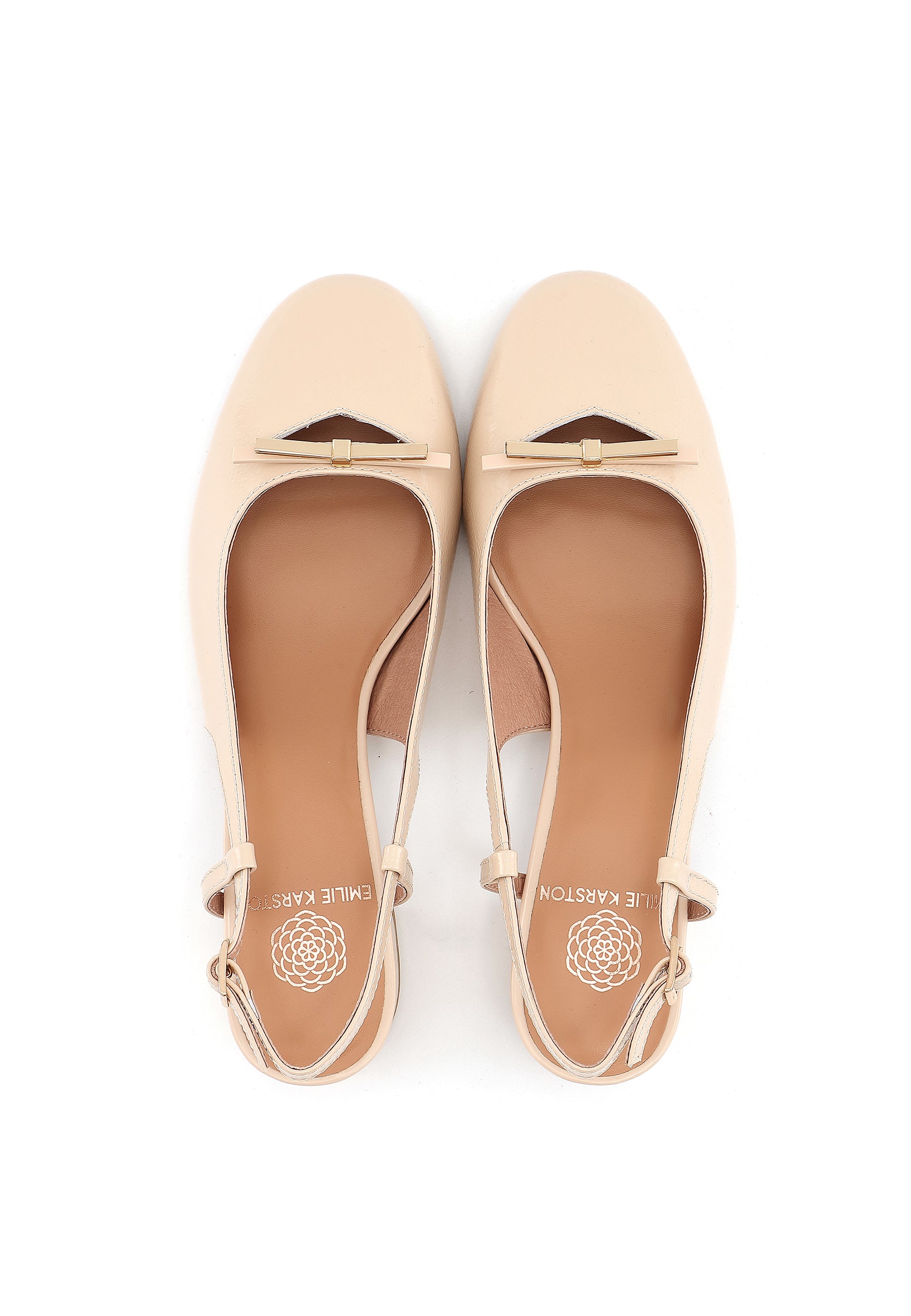 ANTHEA - Escarpins en Cuir Verni Beige