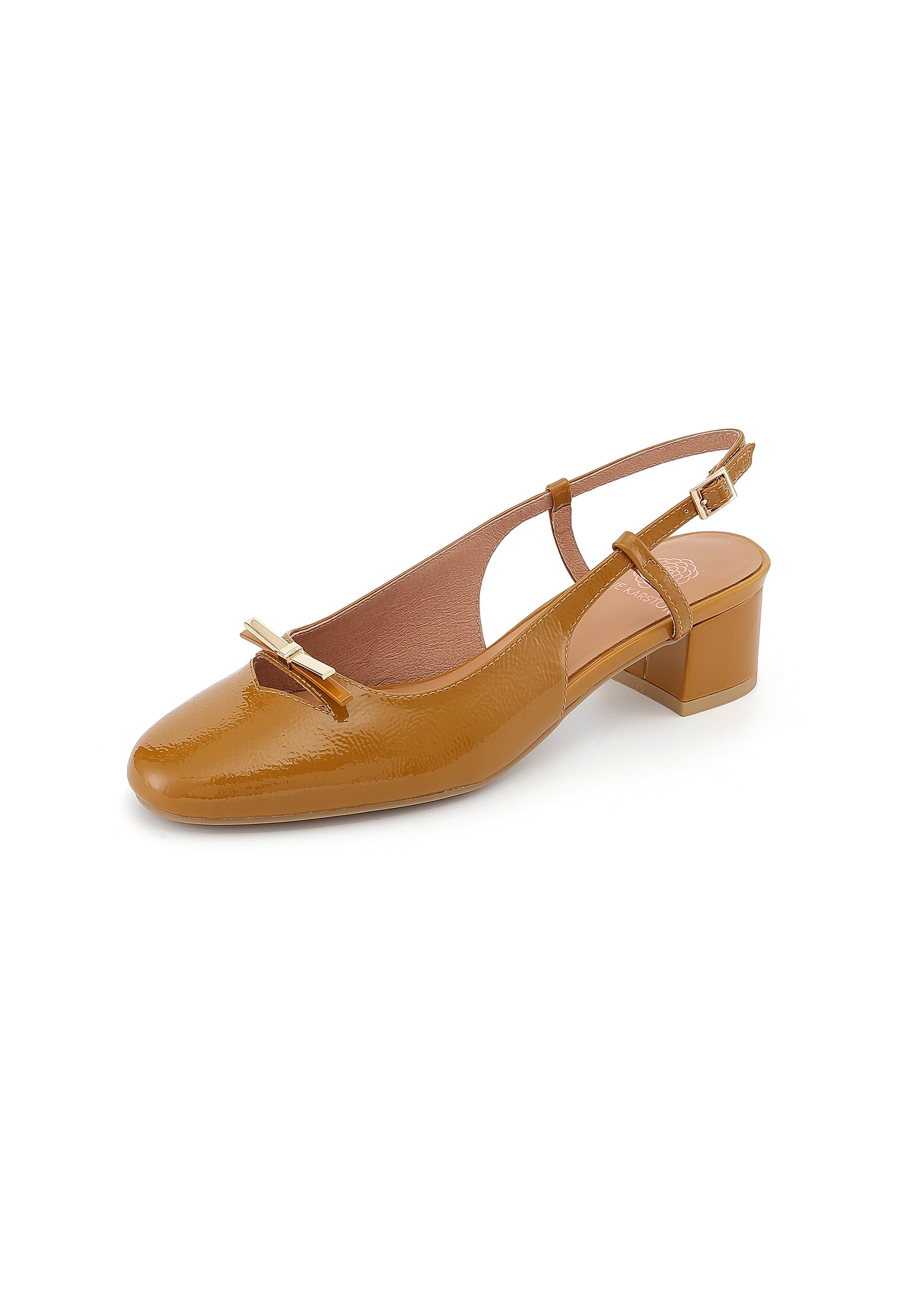 ANTHEA - Escarpins en Cuir Verni Camel