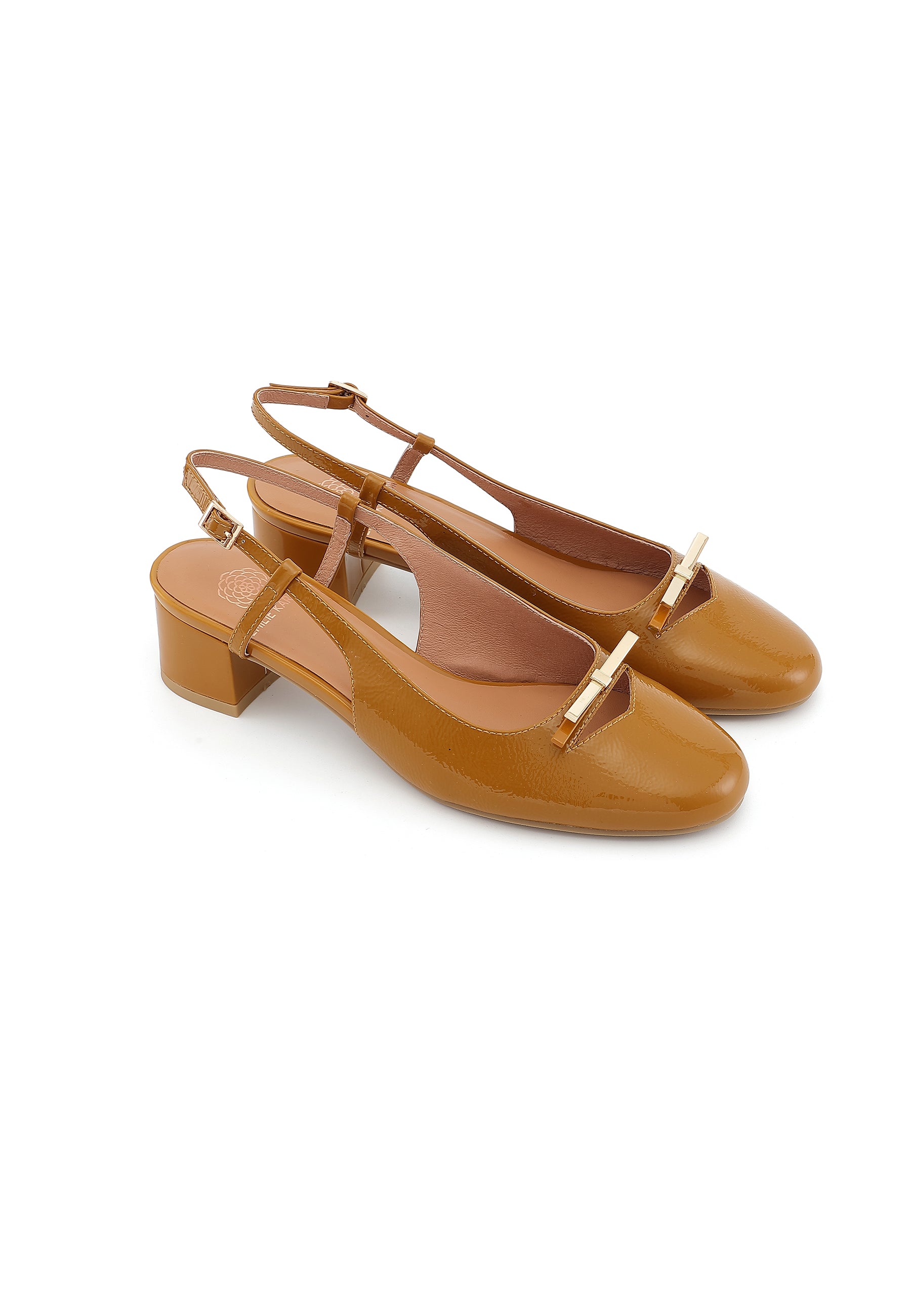 ANTHEA - Escarpins en Cuir Verni Camel