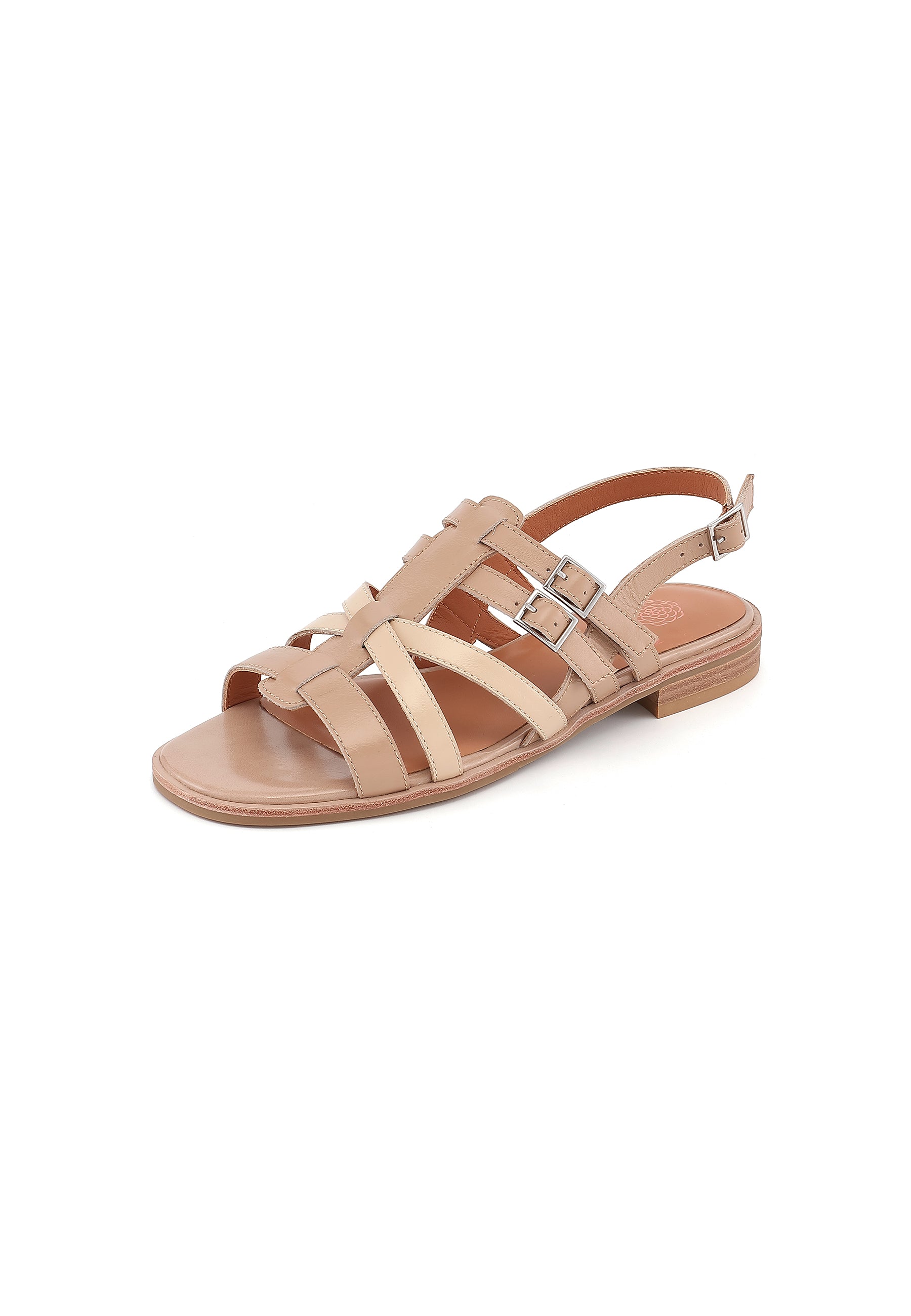ARIETTE - Sandales Plates en Cuir Nude