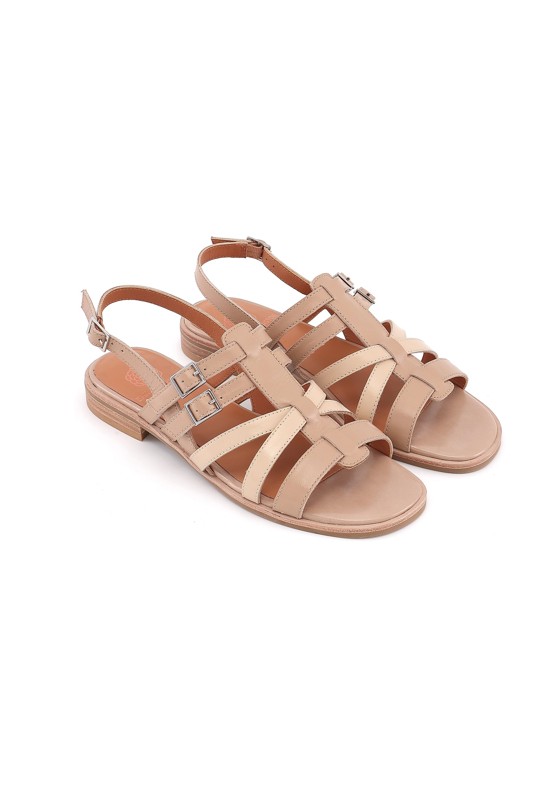 ARIETTE - Sandales Plates en Cuir Nude
