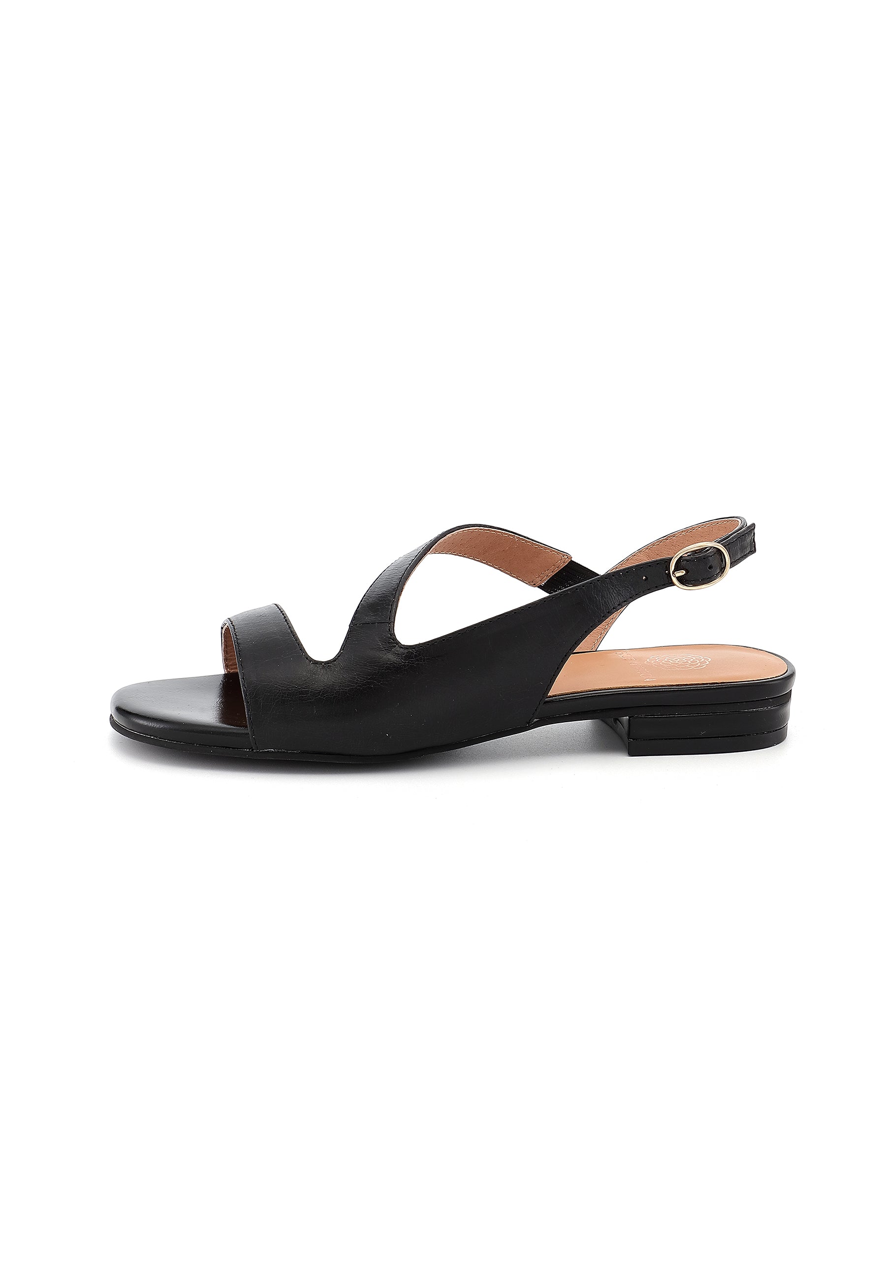 ASHLEY - Sandales Plates en Cuir Noir