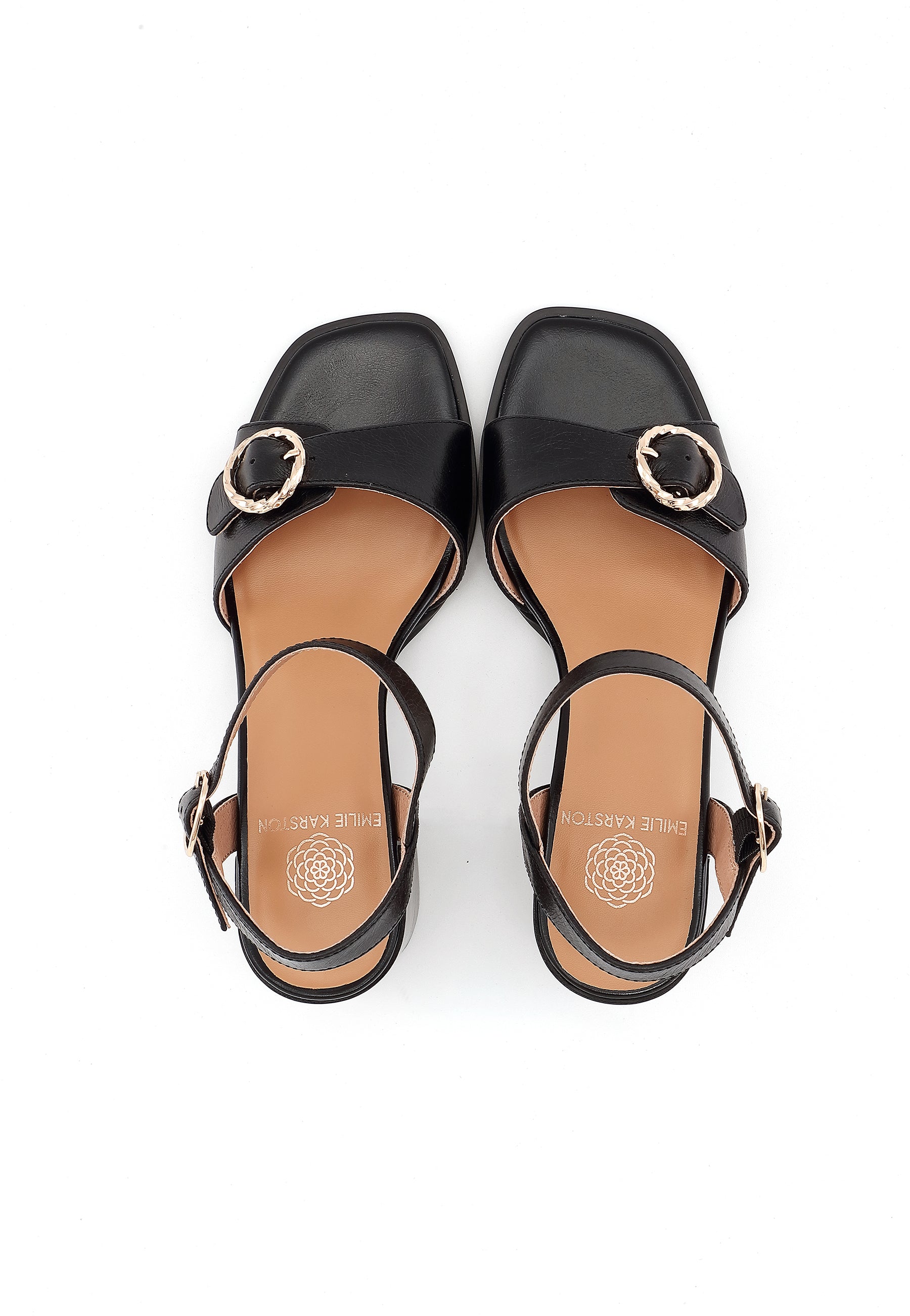 BROOKE - Sandales à talons en cuir Noir