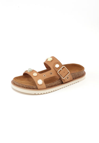 CALLIOPE - Sandales à 2 Brides en cuir Camel