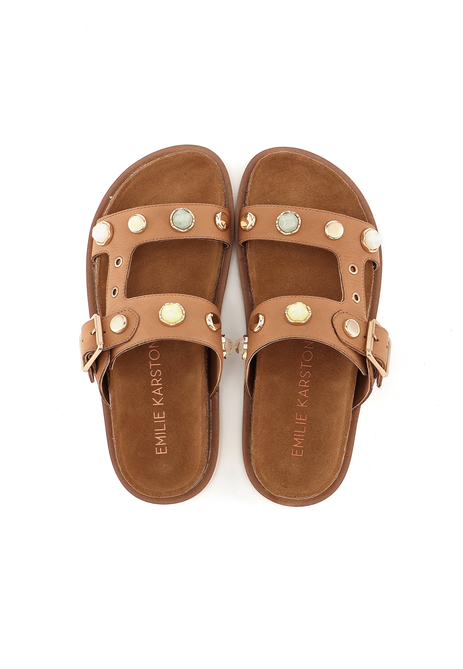 CALLIOPE - Sandales à 2 Brides en cuir Camel